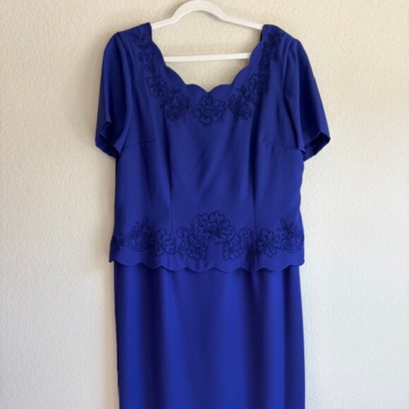 Vtg 80s Karin Stevens dress 16M Dark Purple/Blue Wedding Mother of Bride Wedding - Picture 3 of 11